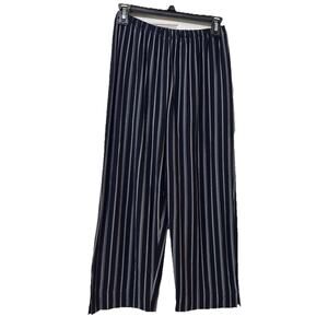 Chicos Design Travelers Cropped Pants Navy Blue White Stripes Size 0/XS Comfort